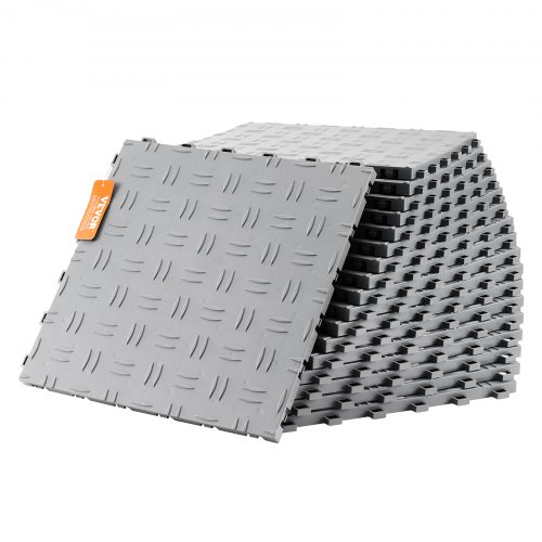 VEVOR Baldosas de Garaje Entrelazadas 25 Piezas Baldosas de PP para Suelo de Garaje 305 x 305 x 13,4 mm Textura Antideslizante de Doble Cara, para Garajes, Sótanos, Talleres de Reparación, Plata