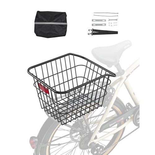 

VEVOR Cesta Trasera para Bicicleta Cesta de Alambre de Metal para Bicicleta con Luz Trasera Reflectante y Cubierta Impermeable Cesta Trasera para la Mayoría de los Portabicicletas Traseros