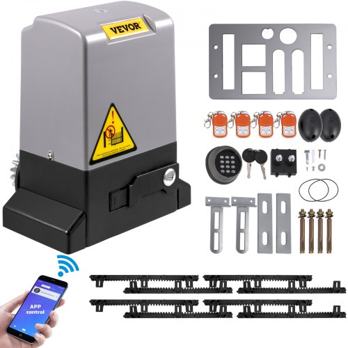 

VEVOR Abridor de Puerta Corredera 1800 kg Automático 4 m con 4 Controles Remotos y Control de APP Operador de Portón Eléctrico para Pasillo Enrollable Sistema de Seguridad para Operador de Portón