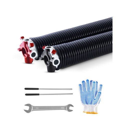 

VEVOR Resortes de Torsión para Puertas de Garaje con Barras de Enrollado Antideslizantes y Guantes, Par de Φ6,35 x Φ50,8 x 787 mm, 16 000 Ciclos, Revestimiento Negro de Electroforesis para Reemplazo