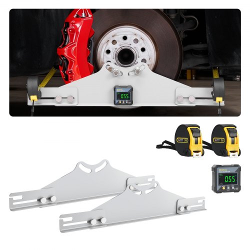

VEVOR Herramienta de Alineación de Ruedas, 2 Placas de Medición de Caída Fabricadas en Acero al Carbono con Transportador Digital, 2 Cintas Métricas, para Ruedas de Automóviles, Camiones y SUV
