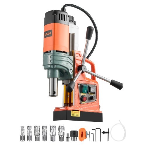 VEVOR 1450 W Taladro Magnético, Diámetro de Perforación 50 mm, Fuerza de 13000 N, Taladro Magnético Portátil con 6 Brocas, Velocidades Ajustables, Herramienta Industrial para Superficies Metálicas
