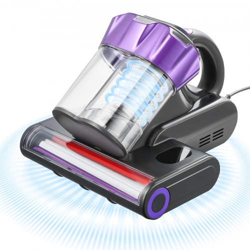 

VEVOR Aspiradora de Colchones de 550 W con Potente Succión de 18 kPa Doble Depósito de Polvo Filtro HEPA y Calefacción Tecnología Ultrasónica y Luces de Limpieza con Cable para Cama, Sofá, Gris