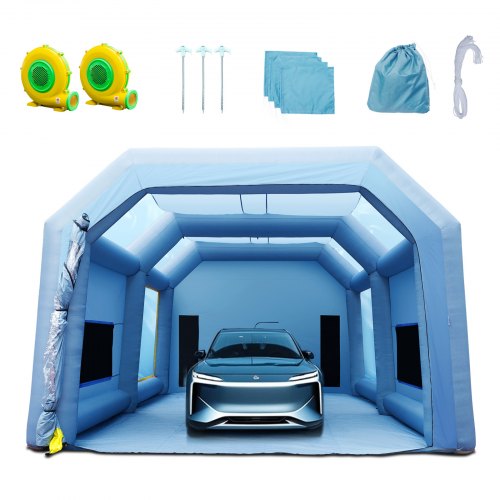 VEVOR Cabina de Pintura Inflable 10 x 6 x 4 m Carpa Hinchable de Pintura de Coches en Oxford 210D con Sistema de Filtración 2 Sopladores 950W + 1100W Estación de Trabajo de Pintura Taller de Garaje