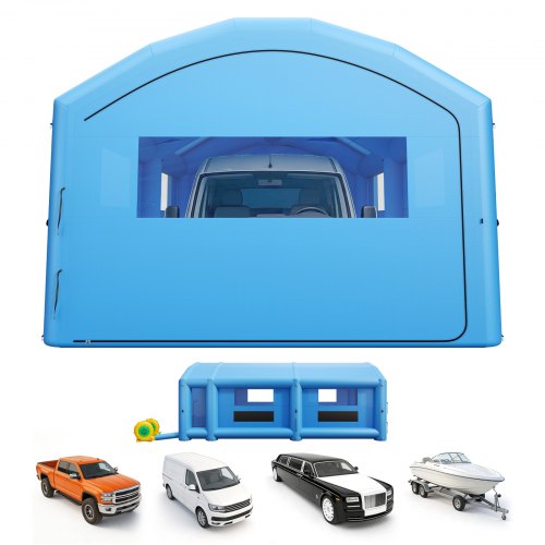 

VEVOR Cabina de Pintura Inflable 10 x 6 x 4 m Sopladores de 950 W y 1100 W, Cabina de Pulverización Hinchable con Espacio para Herramientas, Sistema de Filtración, Pintura para Coche Camión, Azul
