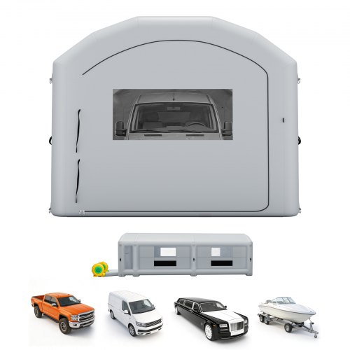 

VEVOR Cabina de Pintura Inflable 12 x 5 x 4 m con Espacio para Herramientas, Cabina de Pulverización Hinchable con 2 Sopladores 950 W y 1100 W Sistema de Filtración, para Coche Camión Furgoneta, Gris