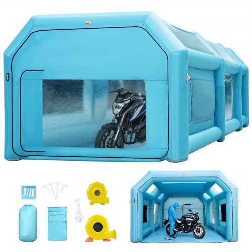VEVOR Cabina de Pintura Inflable 6x3x2,5 m Carpa Hinchable Tela Oxford 210D PVC Soplador de Inflado 680 W Ventilador 330 W Cabina de Garaje Inflable Portátil Azul Carpa para Automóvil Camping Feria