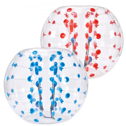 

VEVOR 2 pelotas de parachoques inflables de 1,5 m x 1,2 m, pelota de rebote inflable con cuerpo de PVC para actividades al aire libre, pelota de parachoques inflable de puntos rojo y azul