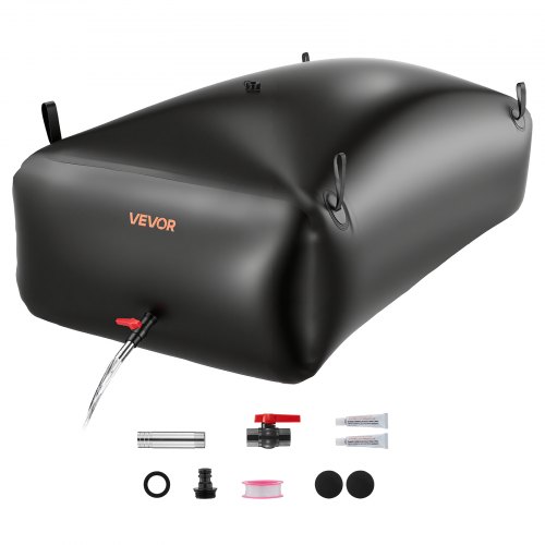 VEVOR ?Vejiga del Almacenamiento de Agua con Válvula 1000 L, Bolsa de Agua de PVC Doble Capa 1000D, Portátil y Plegable, Resistente a Fugas, para Autocaravanas, Camiones, Uso en Exteriores, Negro
