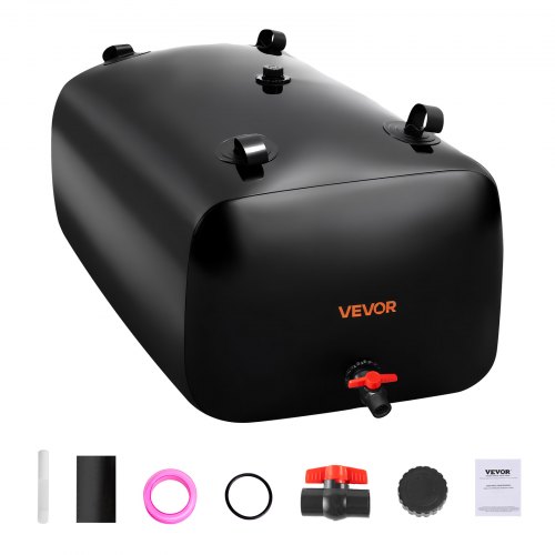 

VEVOR Tanque de Agua Blanda, Depósito de Agua Flexible Plegable de PVC 1000D, Bolsa Flexible Portátil de Gran Capacidad de 240 L para Riego de Jardines, Camping y Prevención de Incendios, Negro
