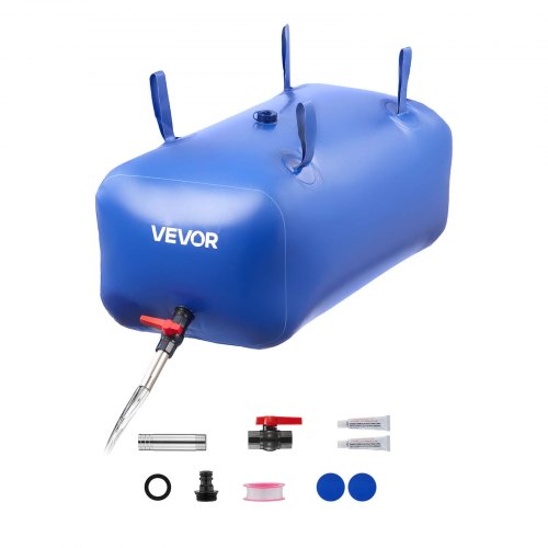 VEVOR ?Vejiga del Almacenamiento de Agua con Válvula 113 L, Bolsa de Agua de PVC Doble Capa 1000D, Portátil y Plegable, Resistente a Fugas, para Autocaravanas, Camiones, Uso en Exteriores, Azul
