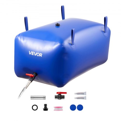 VEVOR ?Vejiga del Almacenamiento de Agua con Válvula 240 L, Bolsa de Agua de PVC Doble Capa 1000D, Portátil y Plegable, Resistente a Fugas, para Autocaravanas, Camiones, Uso en Exteriores, Azul