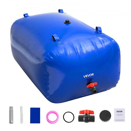 

VEVOR Tanque de Agua Blanda, Depósito de Agua Flexible Plegable de PVC 1000D, Bolsa Flexible Portátil de Gran Capacidad de 400 L para Riego de Jardines, Camping y Prevención de Incendios, Azul