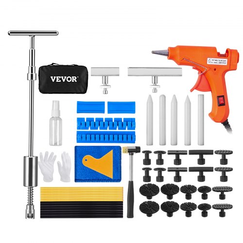 

VEVOR 52 PCS Kit de Reparación de Abolladuras sin Pintura con Martillo Deslizante 2 en 1 con Ranuras de Acero Inoxidable Líneas de Extracción Cortas y Largas para Eliminación de Abolladuras de Auto