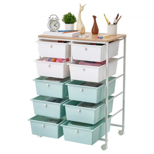 

VEVOR Carrito Organizador de Metal con 10 Cajones de Doble Fila, Carrito de Almacenamiento con Ruedas Giratorias de 360° y 2 Frenos, Destornillador, para Garaje Oficina Dormitorio Baño Manualidades