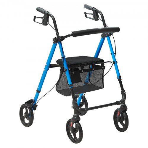 

VEVOR Andador con ruedas para personas mayores y adultos, andador con ruedas plegable de aluminio liviano con asiento y asa ajustables, andador con ruedas para movilidad al aire libre con ruedas todo