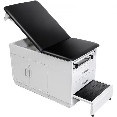 

VEVOR Mesa de Exploración Médica, Respaldo Ajustable, para Fisioterapia, con Armario Cerradura, 2 Cajones, Dispensador de Rollo de Papel, Taburete y Reposapiés, Carga 227 kg, 1380 x 700 x 780 mm