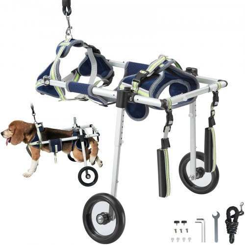 

VEVOR Silla de Ruedas Ajustable de Mascotas de 2 Ruedas para Patas Traseras (S)