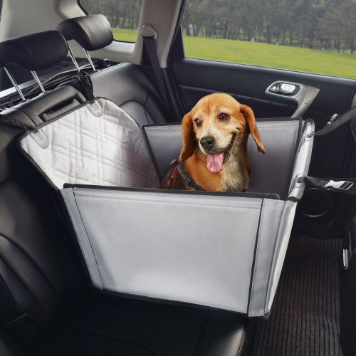 

VEVOR Asiento de Coche para Perros 18 kg Asiento de seguridad para Mascotas Asiento Elevador Impermeable con Marco de Soporte Correa de Seguridad con Clip Silla para Coche para Mascotas, Gris
