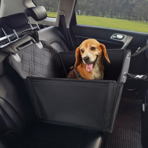 

VEVOR Asiento de Coche para Perros 18 kg Asiento de seguridad para Mascotas Asiento Elevador Impermeable con Marco de Soporte Correa de Seguridad con Clip Silla para Coche para Mascotas, Negro