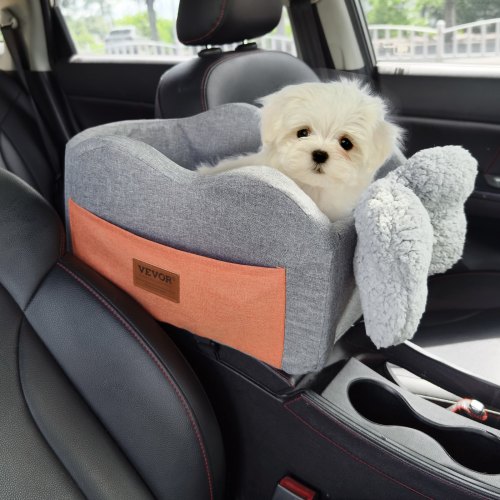 

VEVOR Asiento de Coche para Perros 3,6 kg Asiento de seguridad para Mascotas Asiento Elevador Impermeable con Correa de Seguridad ajustable Acolchado de Algodón PP Silla para Mascotas, Gris Oscuro