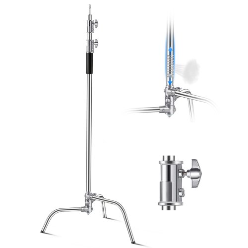 

VEVOR Soporte C Altura Máxima de 330 cm Soporte de Luz para Fotografía de Acero Inoxidable Altura Ajustable de 1463-2987 mm Capacidad de Carga de 20 kg para Softbox de Estudio, Monolight, Reflector