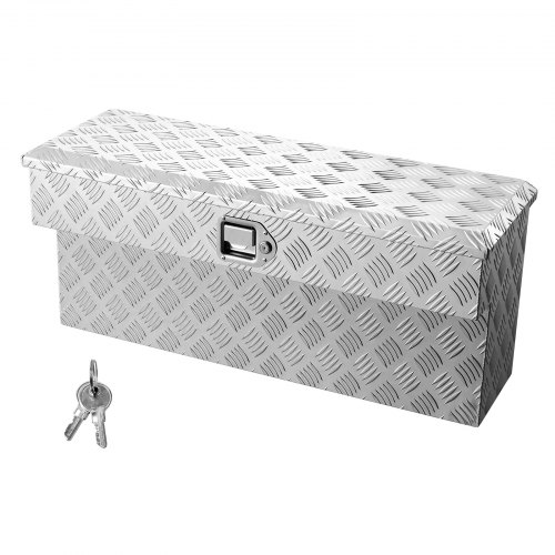 VEVOR Caja de Herramientas para Caja de Camioneta, de Aluminio, con Dibujo, Cerradura y Llave, Ideal para Camioneta, RV, Remolque, Patrón de Perfil de Cinco Barras, 864 x 305 x 390 mm, Plata