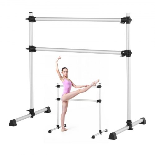 

VEVOR Barra de Ballet Doble Independiente, Carga 136 kg, Altura Ajustable 170-1165 mm, Barra Elástica de Aluminio para Entrenamiento de Equilibrio y Ejercicios de Relajación, 1260 x 760 x 1180 mm