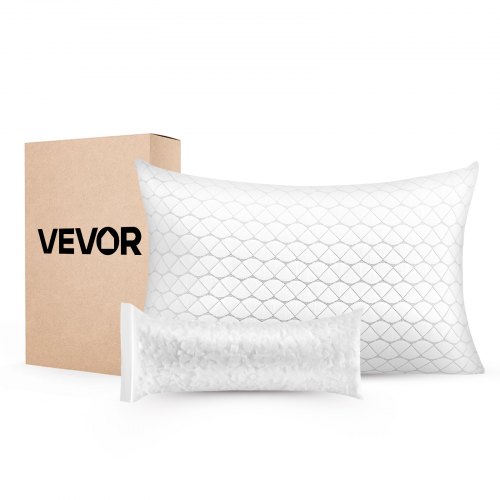

VEVOR Almohada de Cama, Tamaño Queen 740 x 480 mm, Almohada de Hotel de Lujo con Relleno de Espuma Viscoelástica, Incluye Funda de Fibra Natural, Ajustable y de Apoyo, para Descanso y Relajación