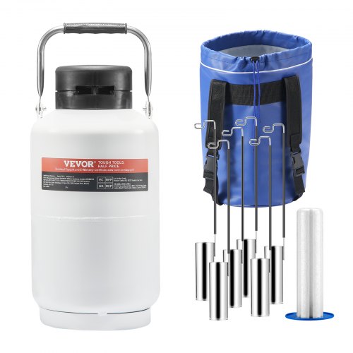 

Tanque de nitrógeno líquido VEVOR, contenedor de nitrógeno líquido de aleación de aluminio de 3 L, Dewar de tanque LN2 con 6 botes y bolsa de transporte con correas, tanque criogénico para la industria de la belleza, conservación de semen, científico