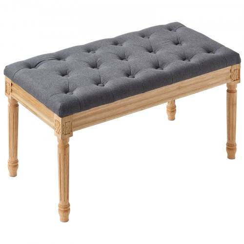 

VEVOR Banco Tapizado 80x40x48 cm Banco de Entrada con Cojín Acolchado de Espuma y Patas de Madera de Goma, Reposapiés Acolchado Carga 100 kg, para Comedor, Salón, Dormitorio, Pasillo, Gris