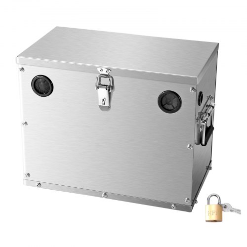 

VEVOR Caja de Batería Grupo 24/31 Caja para Baterías Marinas con Cerradura, Asas, Orificios para Cables con Ojales de Goma y Carcasa de Acero Inoxidable para Coches, Barcos y Motores de Arrastre