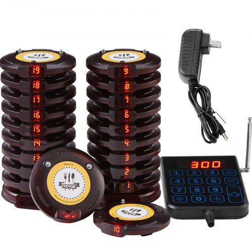 

VEVOR Sistema de Buscapersonas Inalámbrico para Restaurantes Largo Alcance de 500 m Buscapersonas para Hacer Colas con Vibración y Parpadeo 20 Zumbadores para Restaurantes, Cafeterías, Tiendas