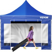 VEVOR Carpa Plegable 3 x 3 m con Bolsa Cenador para Patio Altura Ajustable Azul