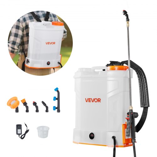 

VEVOR Pulverizador de Mochila a Batería, Pulverizador Eléctrico de Mochila Portátil de 12 L con 2 Varillas Retráctiles y 5 Boquillas, Ajustable de 0-90 PSI, 2 Horas de Autonomía para Jardín, Césped