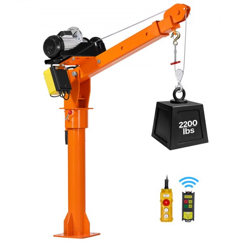 VEVOR Grúa Eléctrica para Camioneta Capacidad 998 kg, Control Remoto con Cable e Inalámbrico, Polipasto Eléctrico, Pluma Telescópica 360°, Base Plegable de Acero, Grúa Pickup para Elevación de Equipos