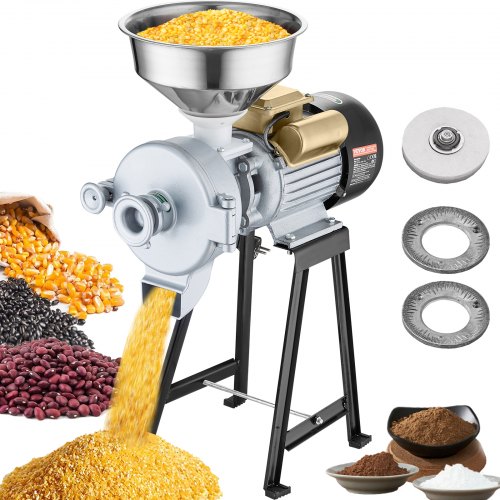 

VEVOR Molinillo de Grano Eléctrico 3000 W Molinillo de Especias Comercial Molino de Harina Húmedo y Seco Espesor Ajustable Acero Inoxidable para Moler Cereales, Especias, Hierbas, Pimientos