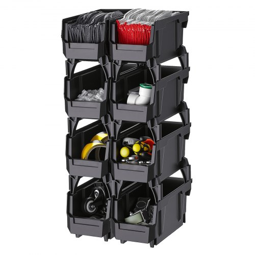 VEVOR Cajas Apilables de Almacenamiento, 276 x 140 x 130 mm, Transparentes, Plástico PP Resistente