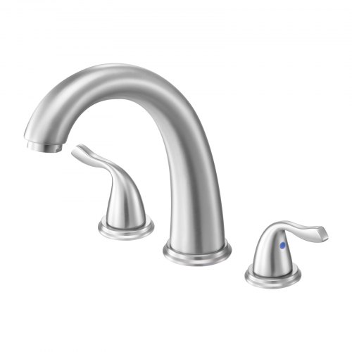 

VEVOR Grifo de Bañera de Cuello de Cisne con Forma Romana, con 3 Orificios y 2 Manijas, Acero Inoxidable Cepillado, con Caño de Arco para Montaje en Cubierta a Baño de Adultos, 170 x 52 x 250 mm