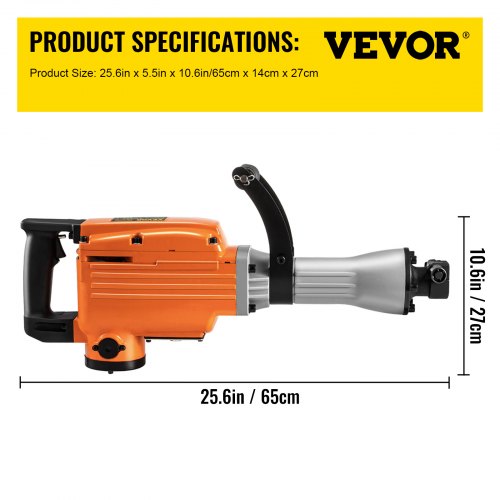 VEVOR VEVOR 2200W Martillo Demoledor Profesional 50J Cincelador Percutor  Accesorios | VEVOR ES