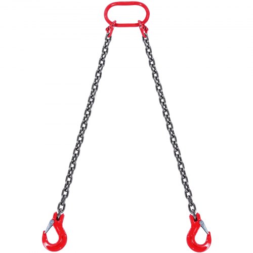 VEVOR Eslinga de Cadena de Elevación 2 Cadenas con Ganchos y Ajustadores 8mm x 180cm Carga de 2993 kg G80 para Carretilla Elevadora, Polipasto Motorizado, Muelle, Sitio de Construcción, Fábrica