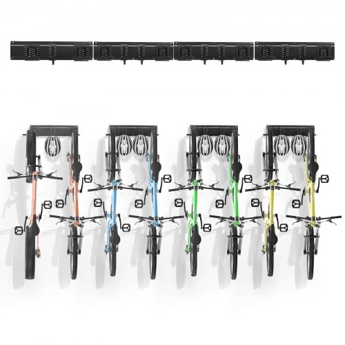 

VEVOR Portabicicletas para Garaje para 8 Bicicletas y 7 Cascos, Riel 1727,2 mm