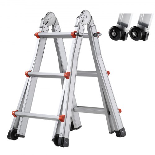 

VEVOR Escalera Telescópica con Estructura en A Escalera Extensible 335 cm Escalera Plegable Portátil para RV, Tareas Escolares, Escalera de Techo para Interiores y Exteriores Carga de 149,7 kg