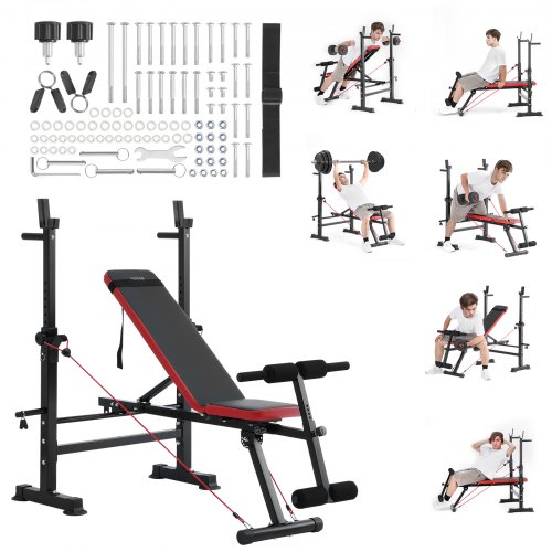 

VEVOR Banco de Pesas Entrenamiento de Fuerza 1450 x 1115 x 1195 mm Carga 272 kg