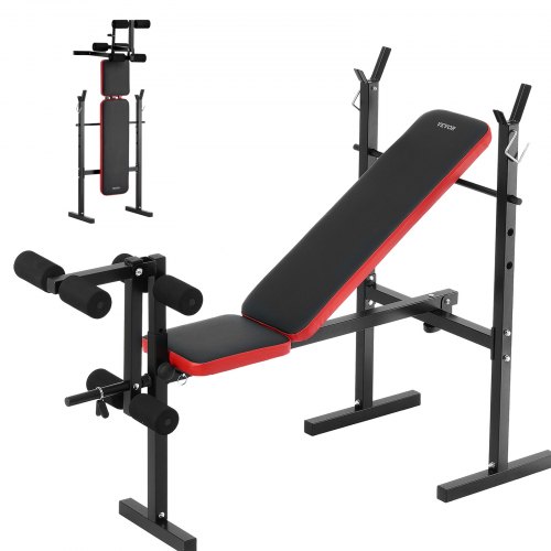 

VEVOR Banco de Pesas Ajustable Multifuncional para Entrenamiento de Cuerpo Completo, Carga de 172 kg, en el Gimnasio en Casa, Banco Plano con Plegado Rápido y Ajuste Rápido, 1400 x 670 x 1080 mm