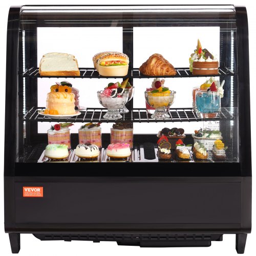 

VEVOR Vitrina Refrigerada Comercial 100 L Vitrina de Pastelería de 2 Niveles Refrigerador con Iluminación LED Enfriamiento TURBO Enfriamiento por Aire Sin Escarcha, para Pasteles de Panadería