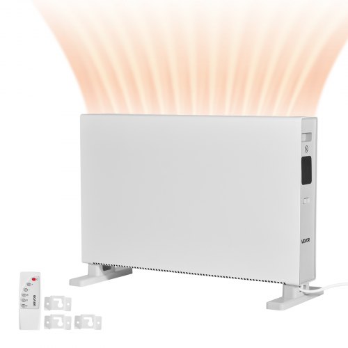 

VEVOR Calefactor de Convección de 2000 W, con Vector Eléctrico y Control Remoto, 3 Modos de Calefacción, Temporizador de 24 Horas, de Pie o de Pared, Protección contra Sobrecalentamiento, Blanco