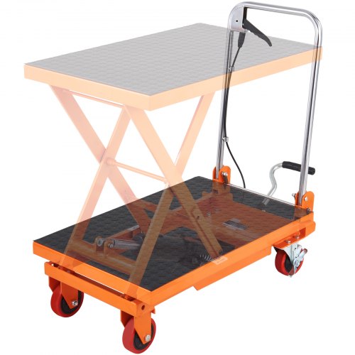 

VEVOR Carro Hidráulico de Mesa Elevadora Capacidad de Carga de 150 kg Elevador Manual de Tijera Simple Altura de Elevación de 720 mm 4 Ruedas Cojín Antideslizante para Manipulación Transporte, Naranja