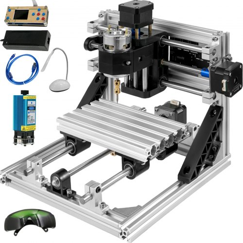 

VEVOR Fresadora CNC 1610 Máquina de Grabado de 3 Ejes Fresadora Kit de Enrutador CNC 500mw Láser USB y Control Sin Conexión