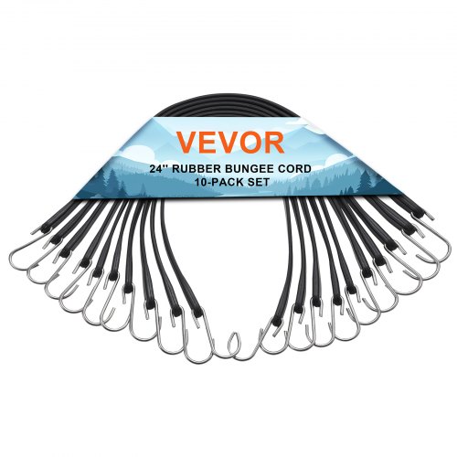 

VEVOR 10 PCS Cuerda Elástica Plana de 20 mm Correas Elásticas Resistentes con Ganchos en Forma de S de Acero Cuerda Elástica de 60 cm de Largo para Carga, Camiones y Tiendas de Campaña, Negro